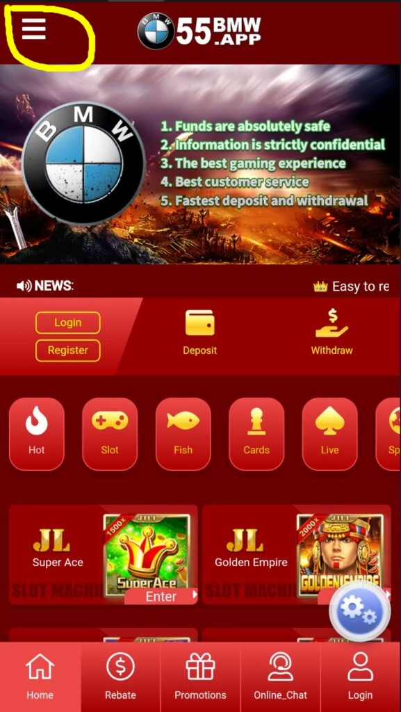 55bmw casino app